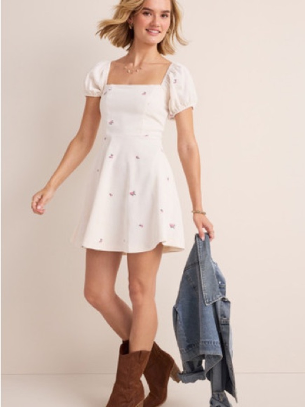 Francesca’s Puff Sleeve Corduroy Dress